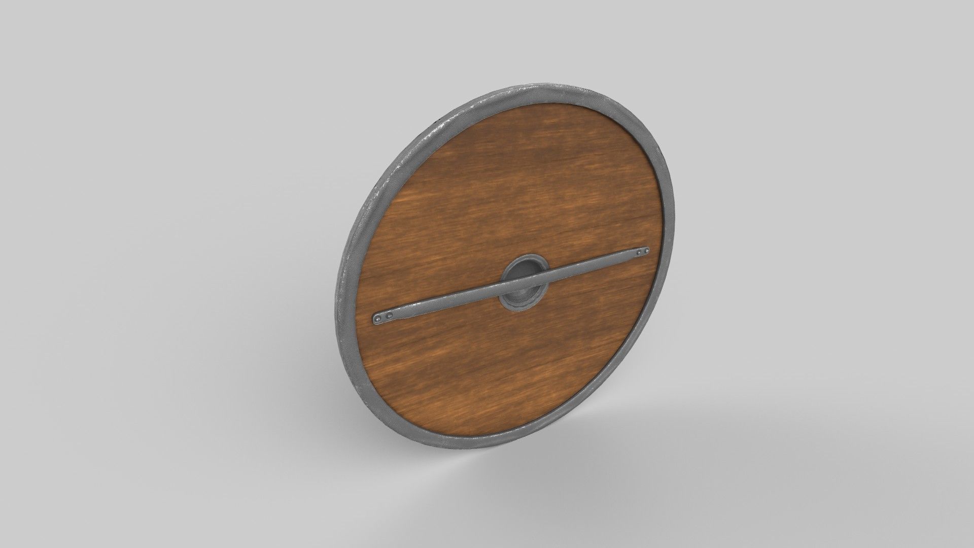 Shield wooden Low-poly 3D model_4