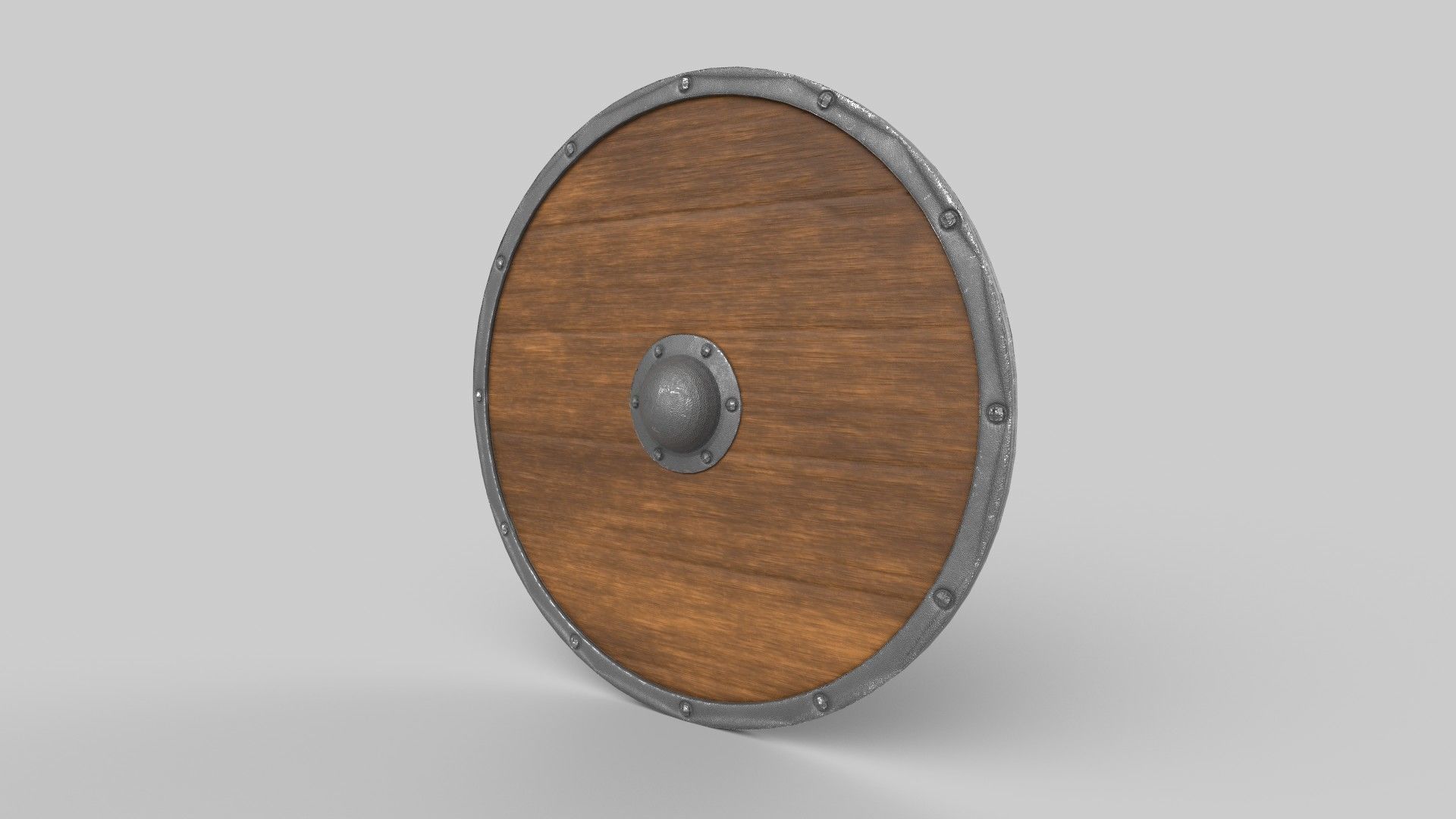 Shield wooden Low-poly 3D model_1