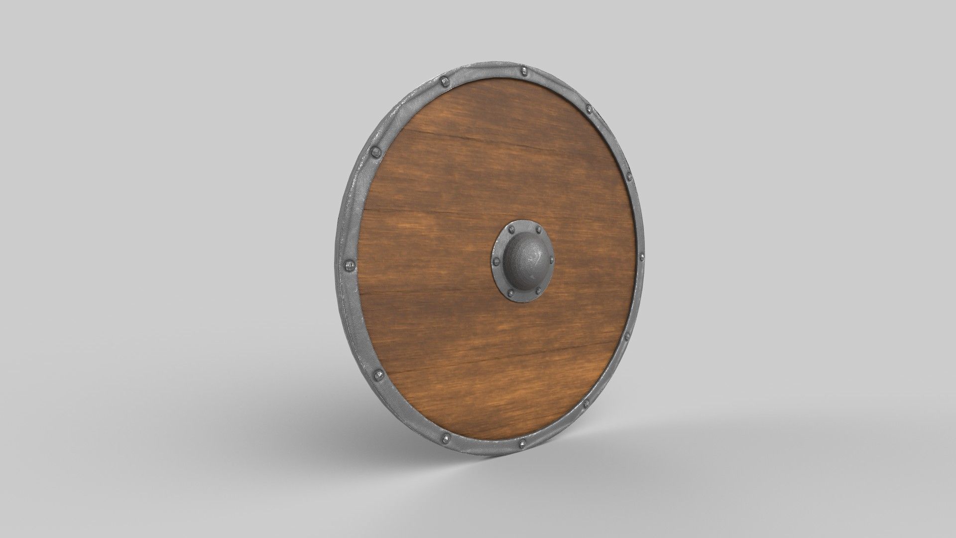 Shield wooden Low-poly 3D model_2