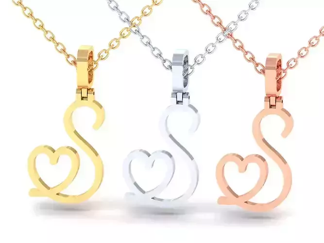 S  VALENTINE PENDANT  HANDMADE FONT 3D print model