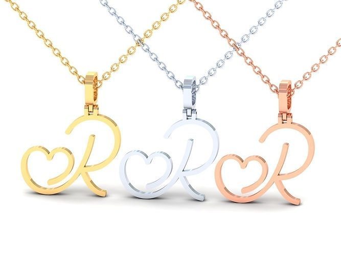 R  VALENTINE PENDANT HANDMADE FONT 3D print model