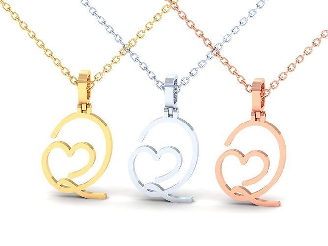 Q  VALENTINE PENDANT  HANDMADE FONT 3D print model