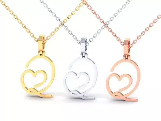 Q  VALENTINE PENDANT  HANDMADE FONT