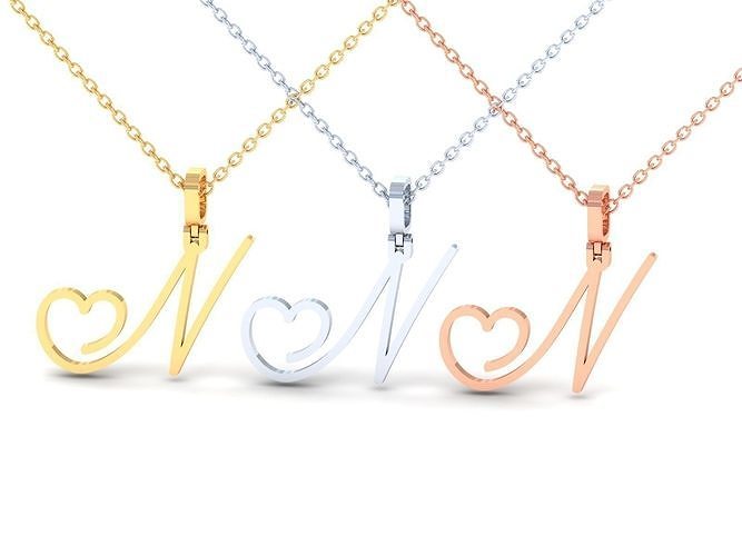 N  VALENTINE PENDANT HANDMADE FONT 3D print model