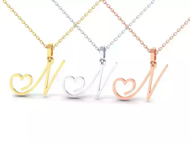 N  VALENTINE PENDANT HANDMADE FONT 3D print model