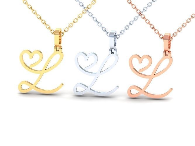L  VALENTINE PENDANT  HANDMADE FONT 3D print model