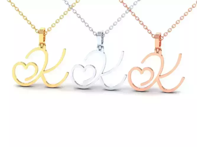 K  VALENTINE PENDANT HANDMADE FONT 3D print model