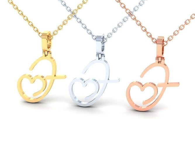 F  VALENTINE PENDANT  HANDMADE FONT 3D print model