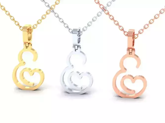 E  VALENTINE PENDANT  HANDMADE FONT 3D print model