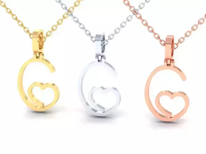 C  VALENTINE PENDANT  HANDMADE FONT 3D print model
