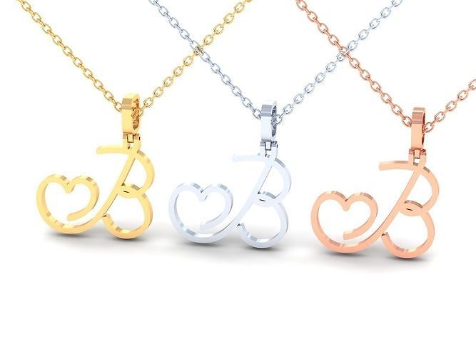 B VALENTINE PENDANT  HANDMADE FONT 3D print model