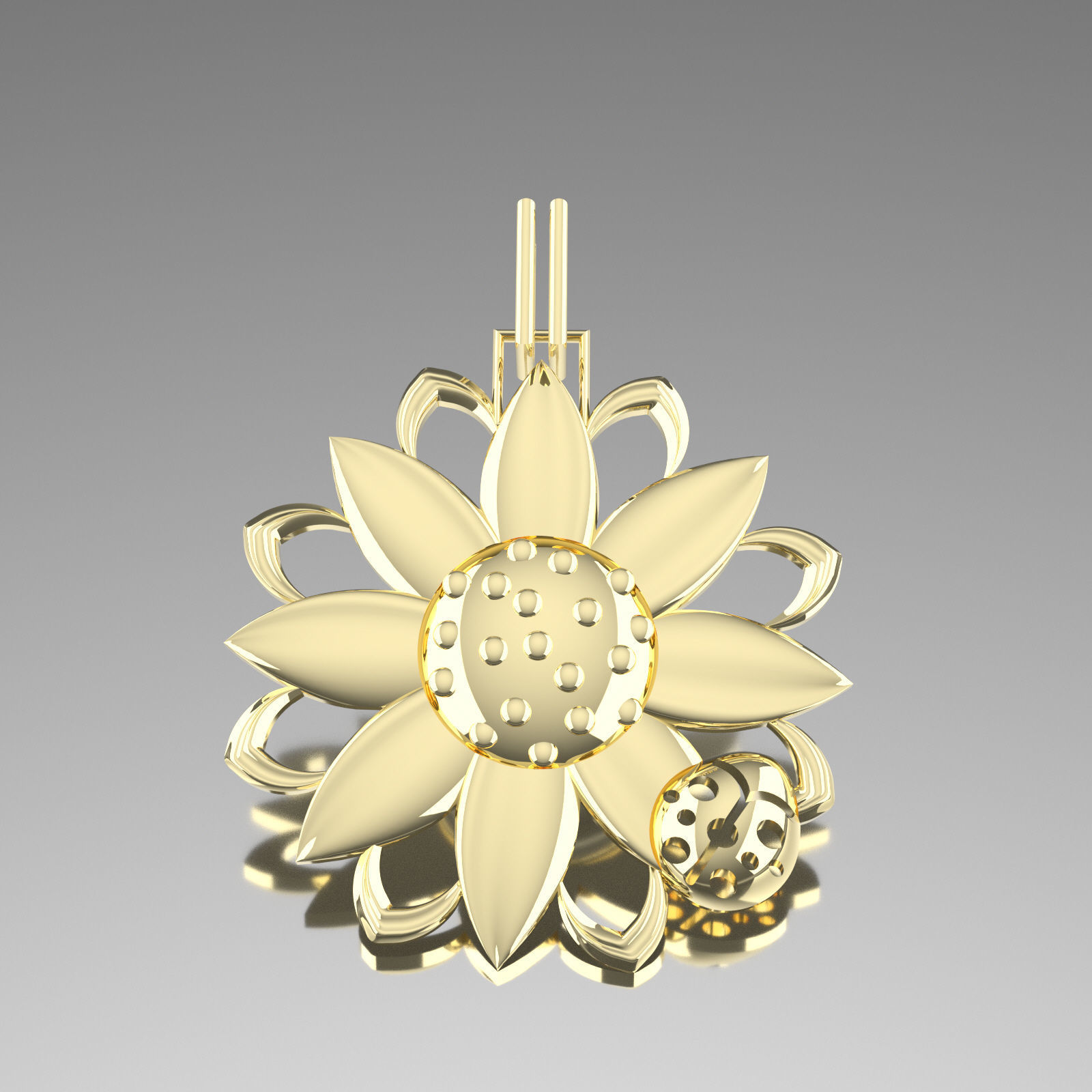 N1116 gold flower pendant 3D print model_4