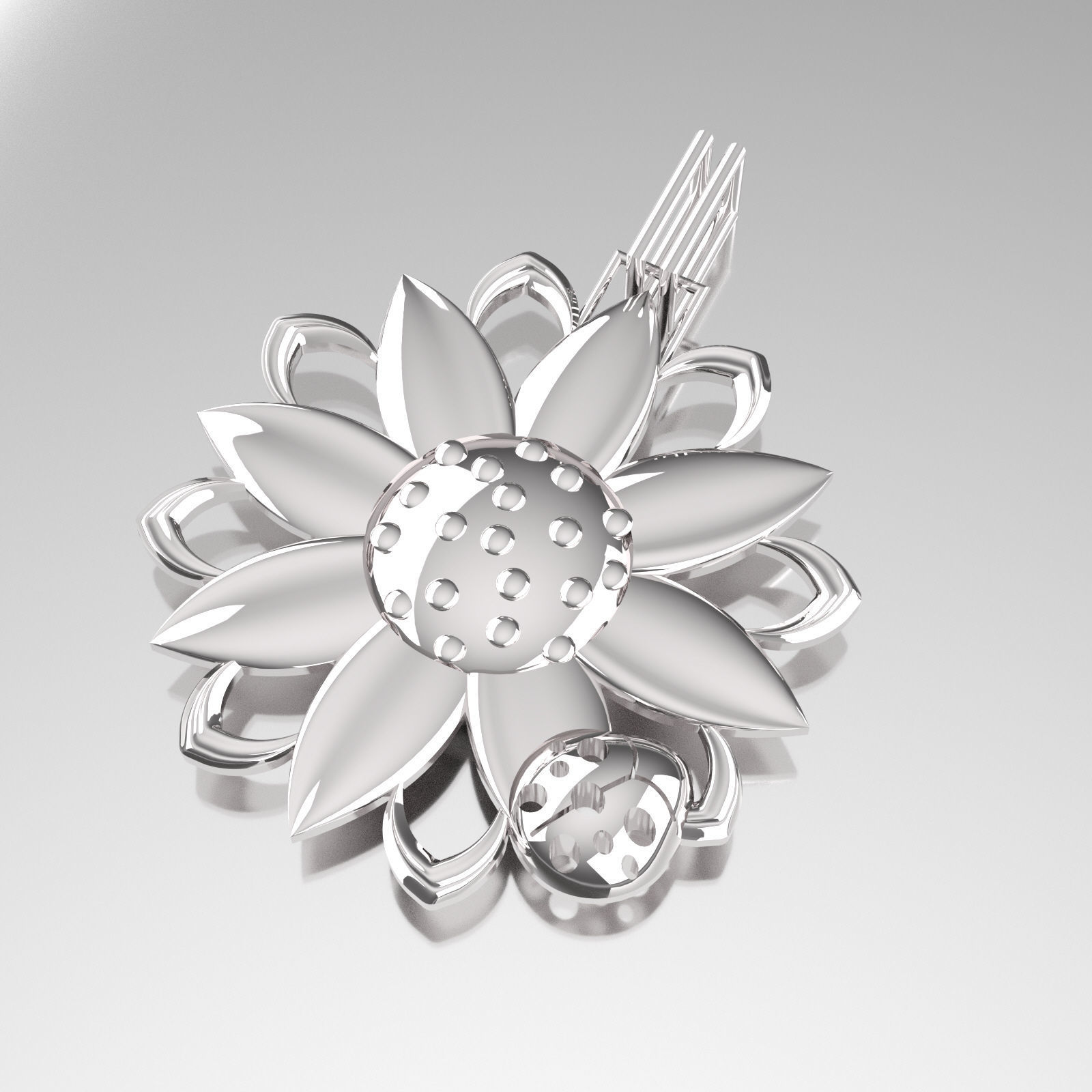 N1116 gold flower pendant 3D print model_3