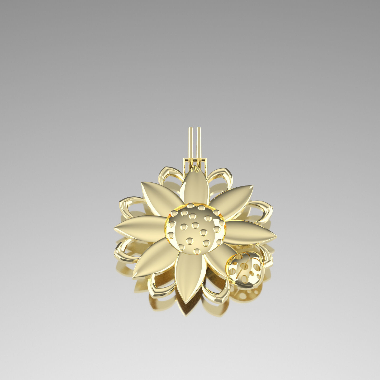 N1116 gold flower pendant 3D print model_2