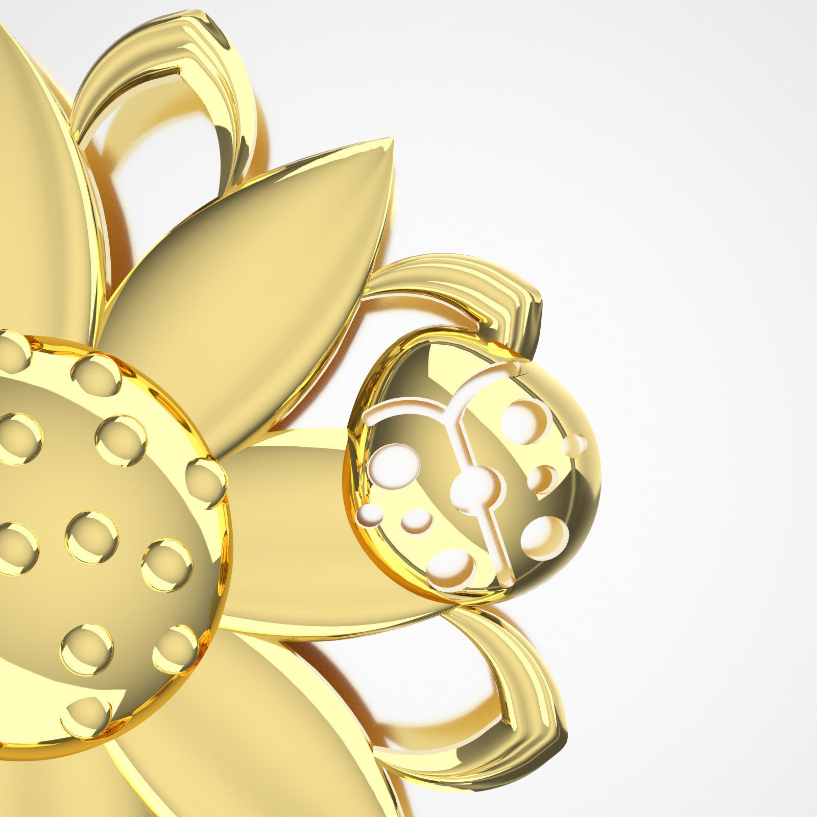N1116 gold flower pendant 3D print model_1