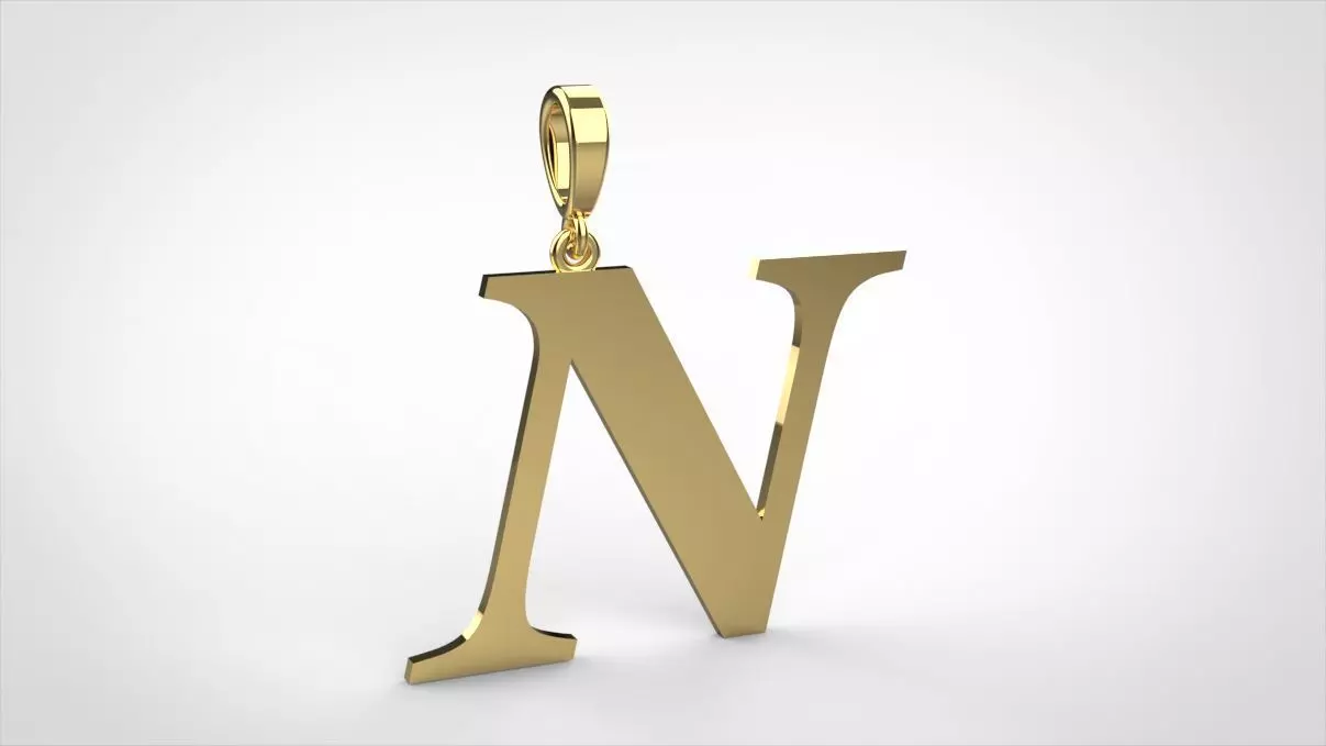 pendant alphabet georgia N medium 3D print model
