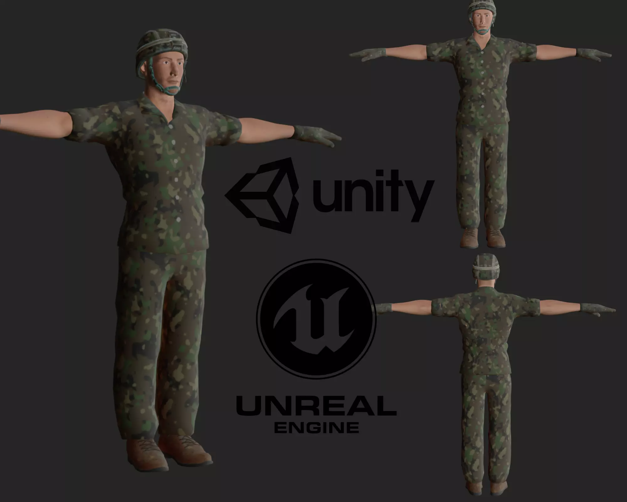 army man Soldier Low-poly 3D model_0