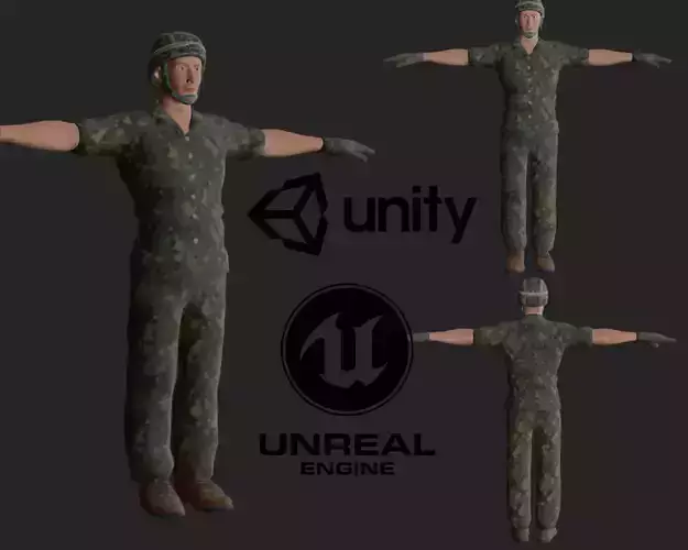 army man Soldier Low-poly 3D model