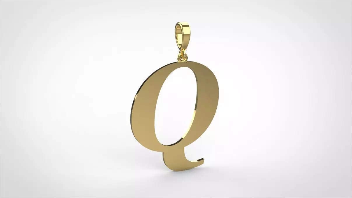 pendant alphabet georgia Q medium 3D print model