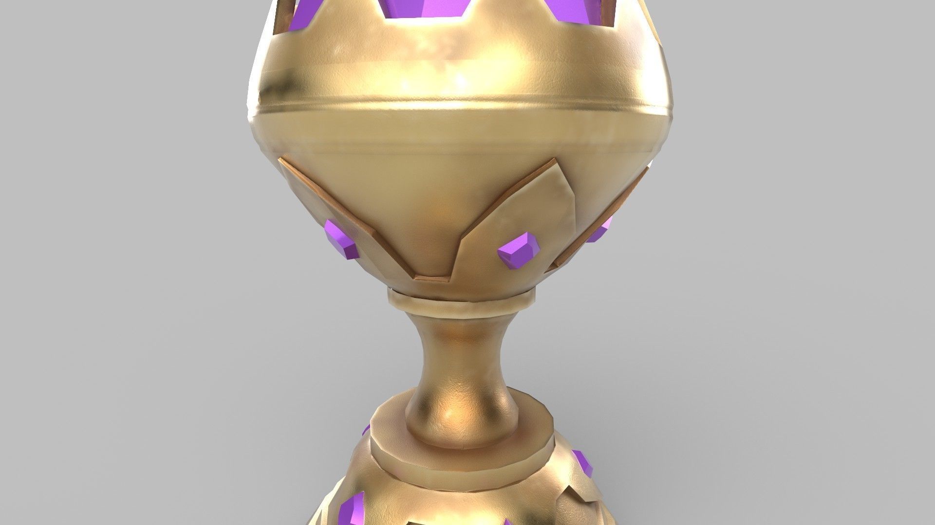 Trophy golden cup with crystals Low-poly 3D model_3