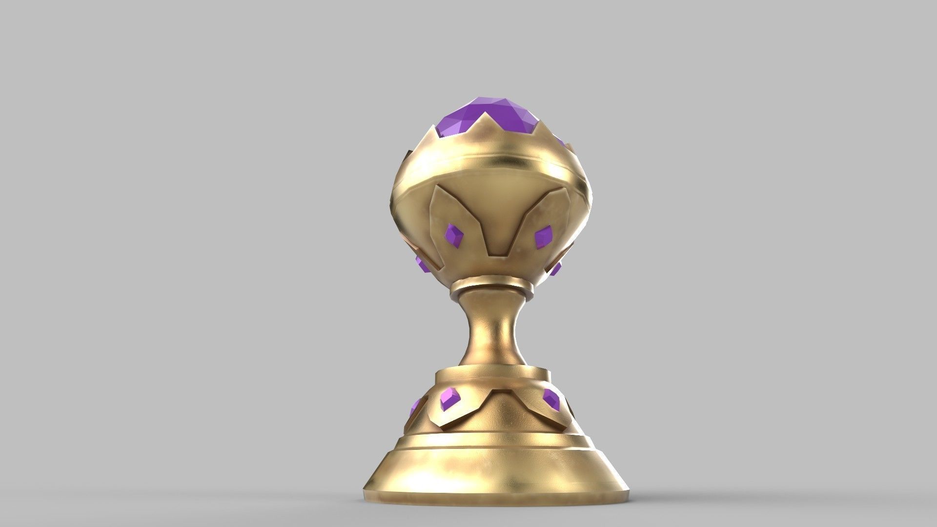 Trophy golden cup with crystals Low-poly 3D model_2