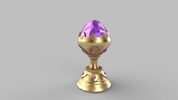 Trophy golden cup with crystals Low-poly 3D model