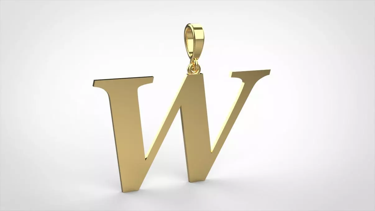 pendant alphabet georgia W medium 3D print model