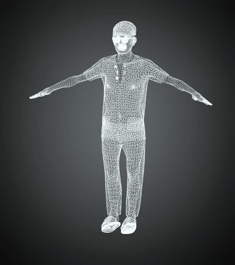 Asian Old man rigged 3D model 3D model_1