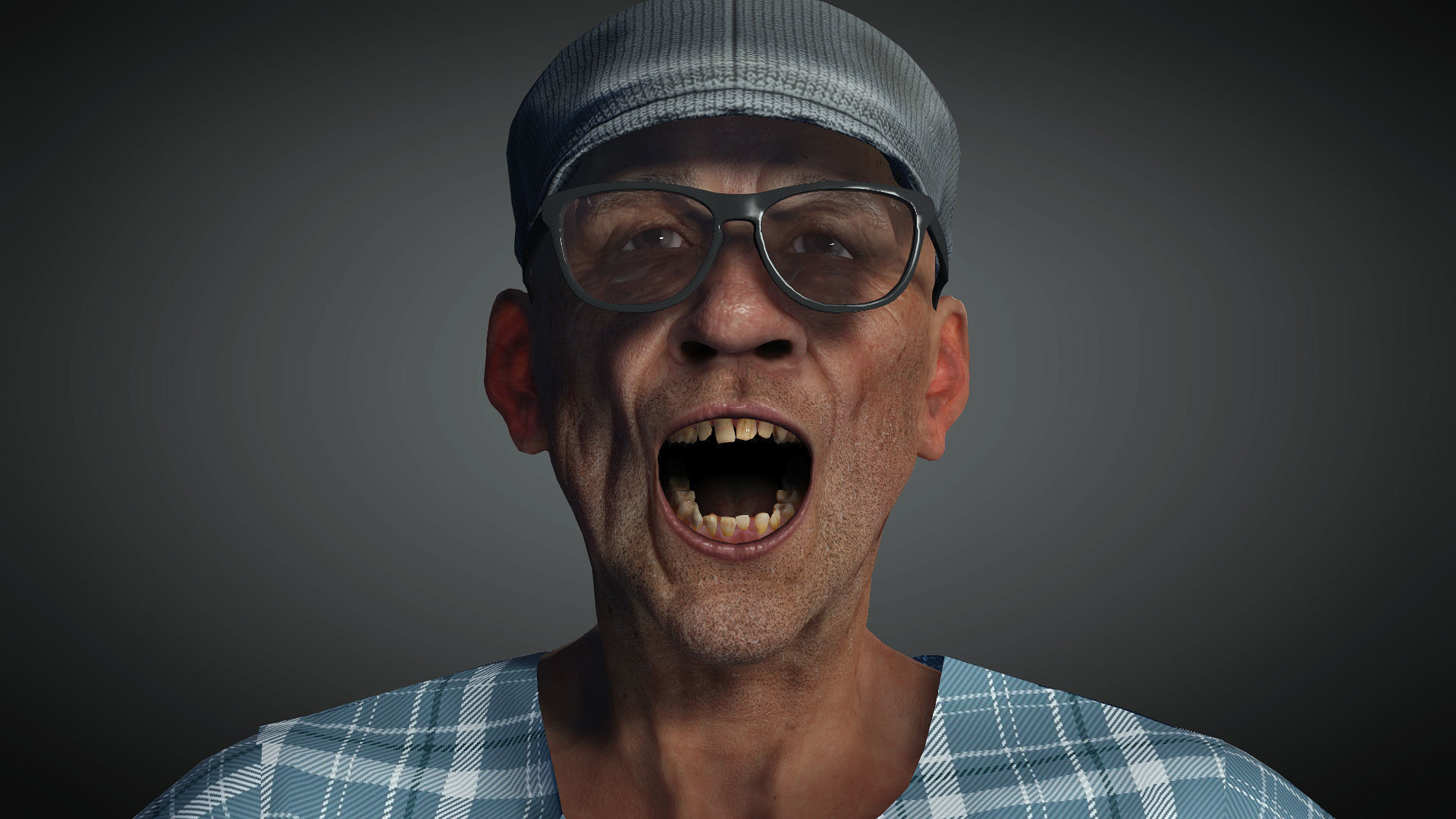 Asian Old man rigged 3D model 3D model_2