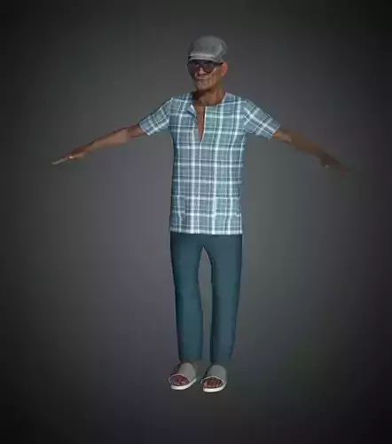 Asian Old man rigged 3D model