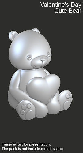 Valentines Day Cute Bear 3D print model