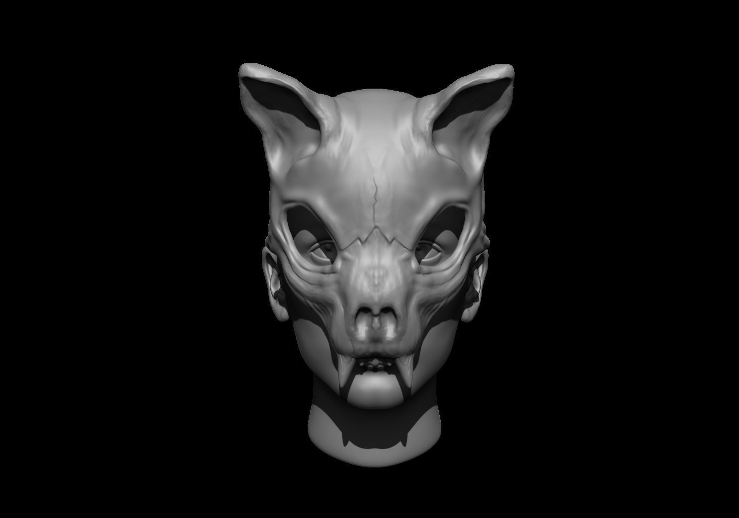 Cat Skull Mask Low-poly 3D model_39