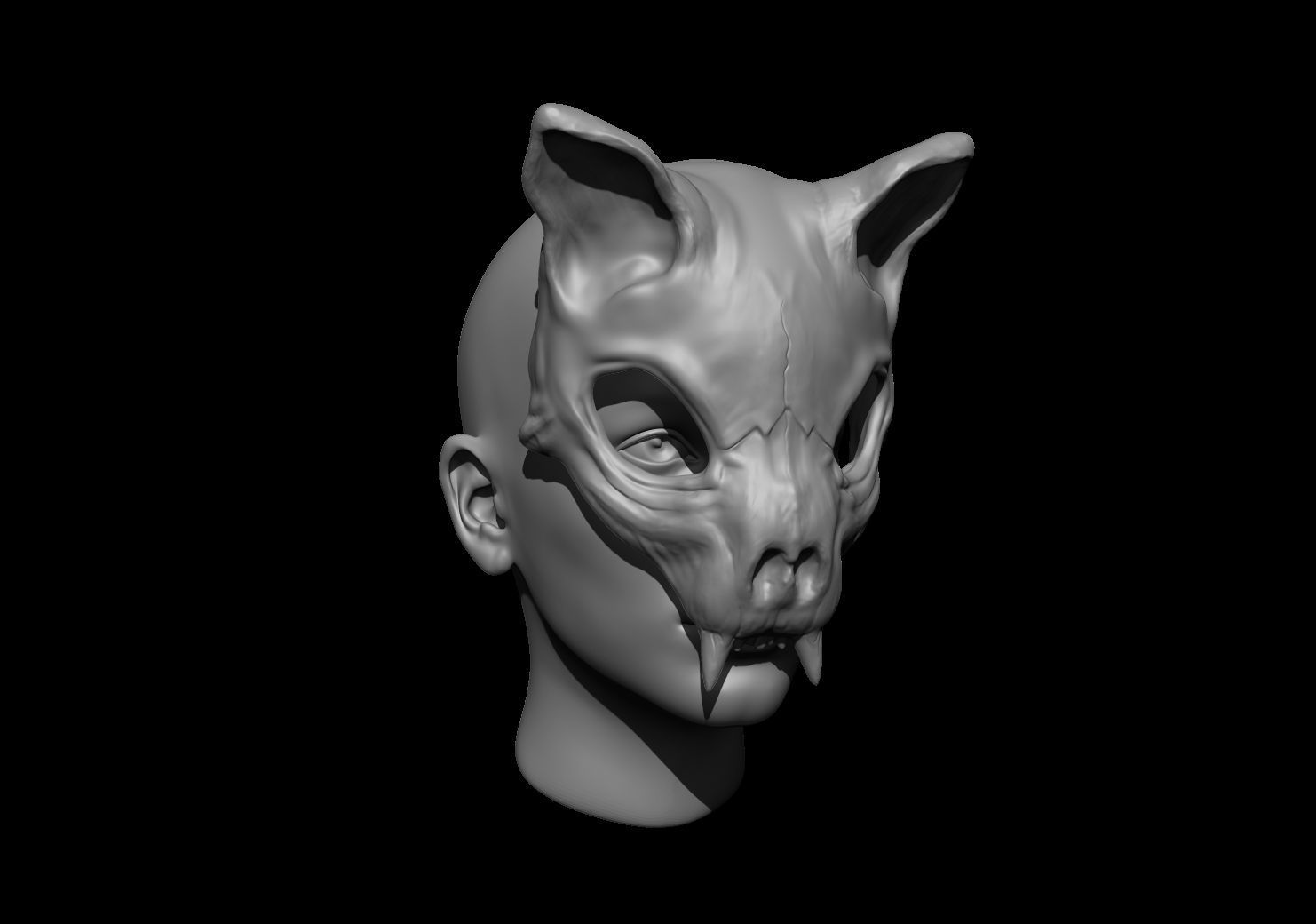 Cat Skull Mask Low-poly 3D model_28