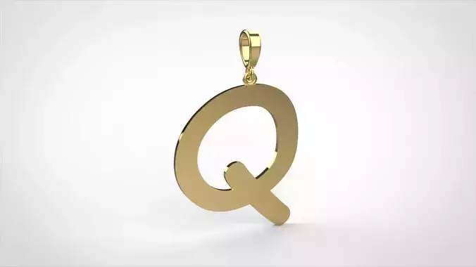 pendant alphabet comic sans  Q small  3D print model