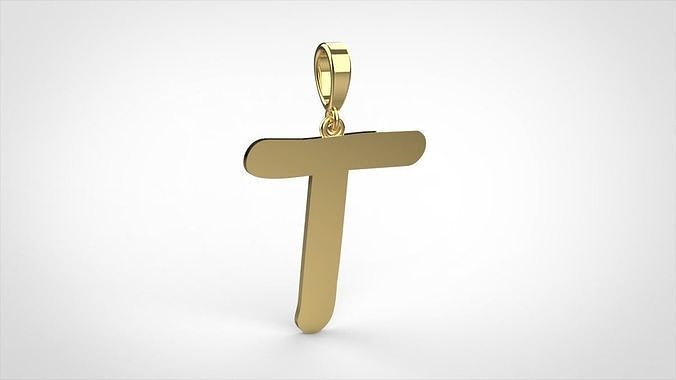 pendant alphabet comic sans  T small  3D print model