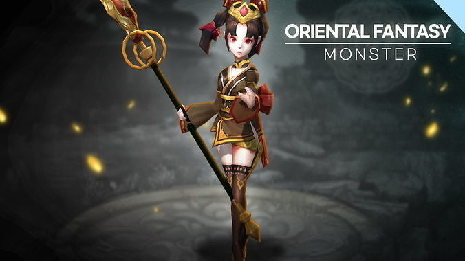 Oriental Fantasy Monster - Angelica Low-poly 3D model