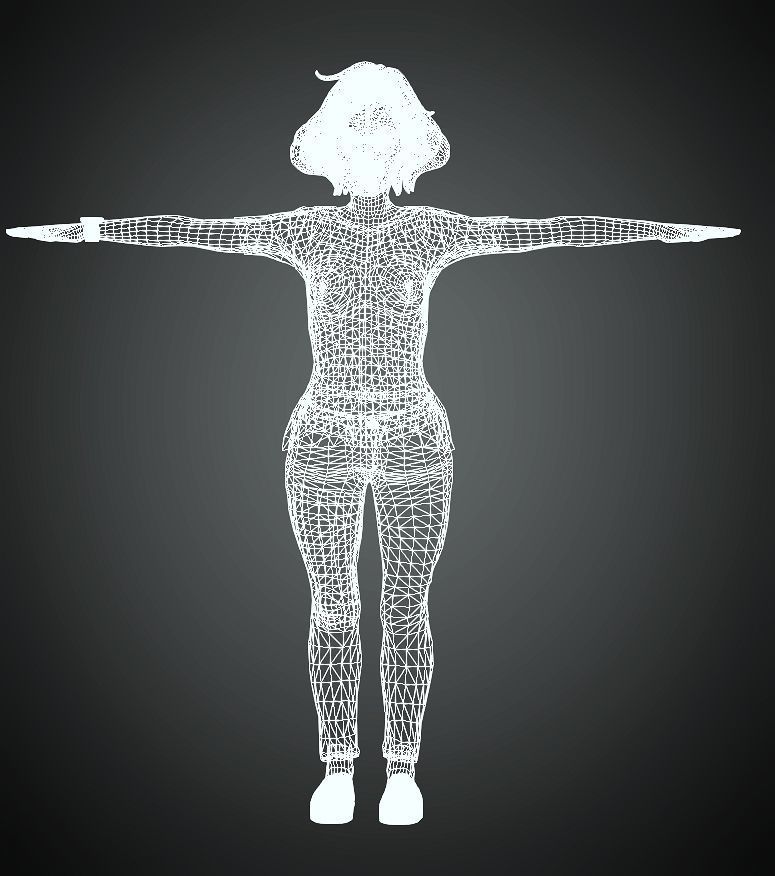 Asian Girl rigged 3D model 3D model_1