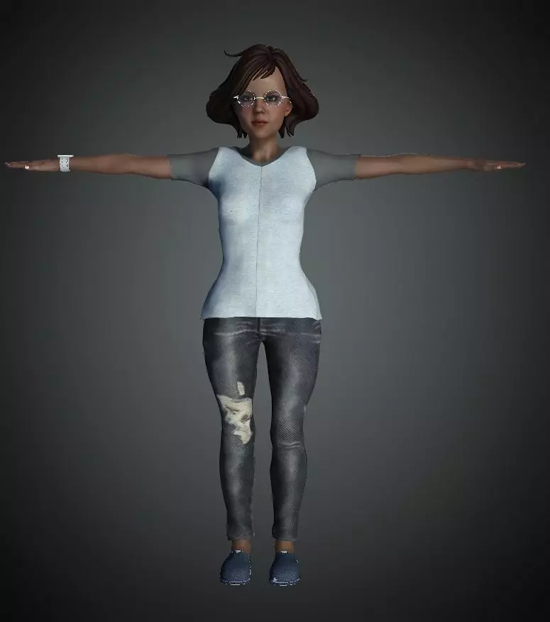 Asian Girl rigged 3D model 3D model_0