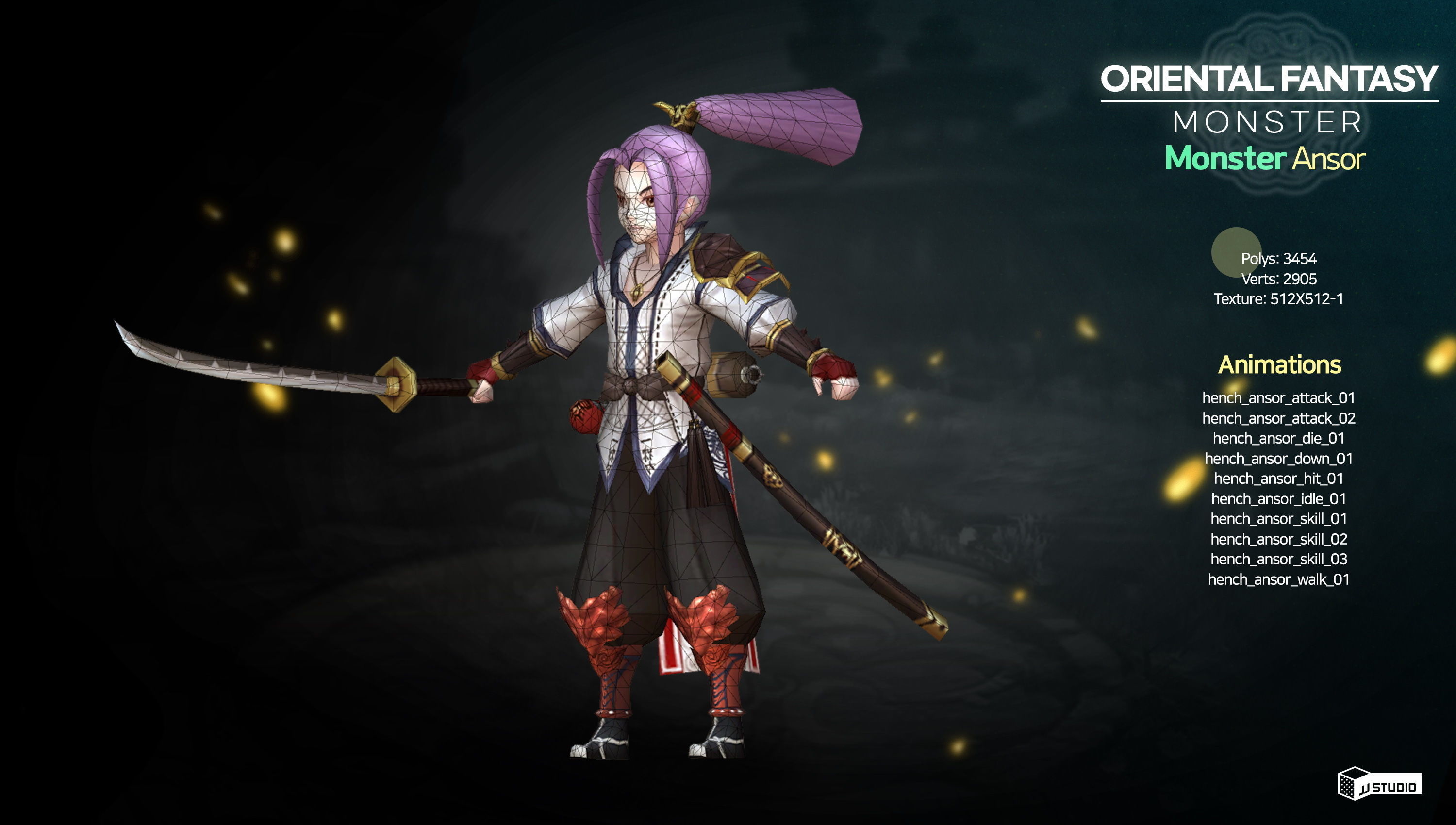 Oriental Fantasy Monster - Ansor Low-poly 3D model_2