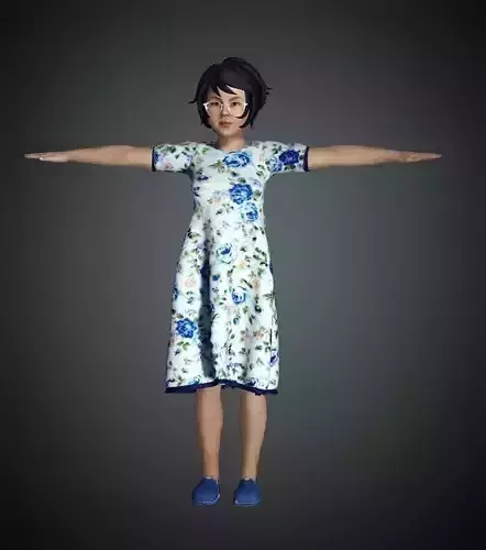Asian girl rigged 3D model