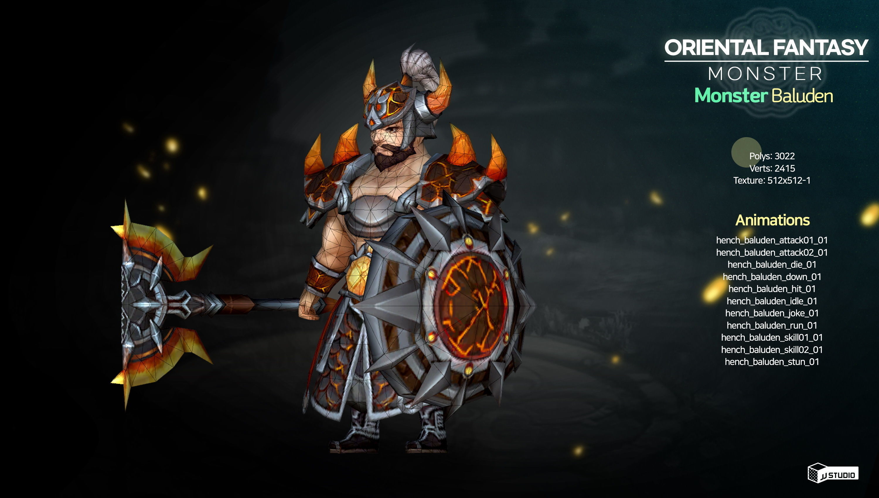 Oriental Fantasy Monster - Baluden Low-poly 3D model_2