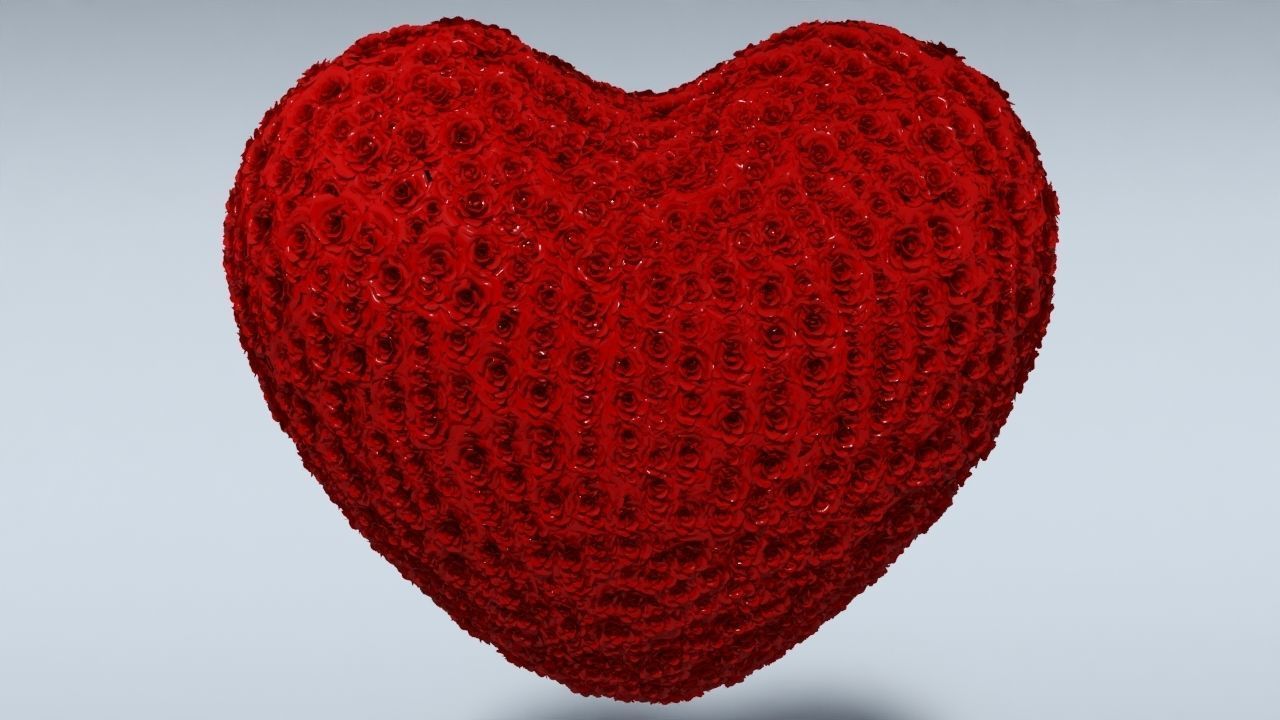 Valentines Day Rose Heart 3D model_2