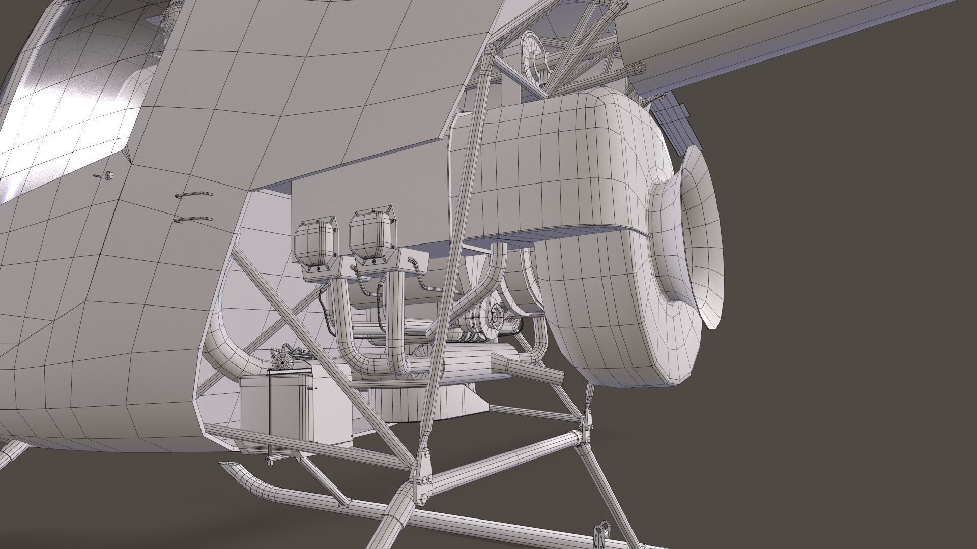 Robinson R22 Blue Complex Animation Low-poly 3D model_20