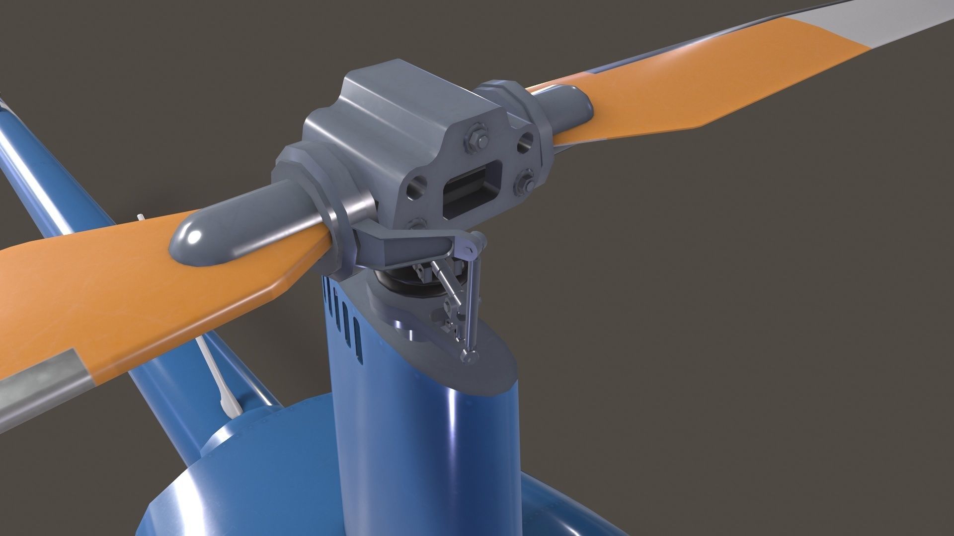 Robinson R22 Blue Complex Animation Low-poly 3D model_7