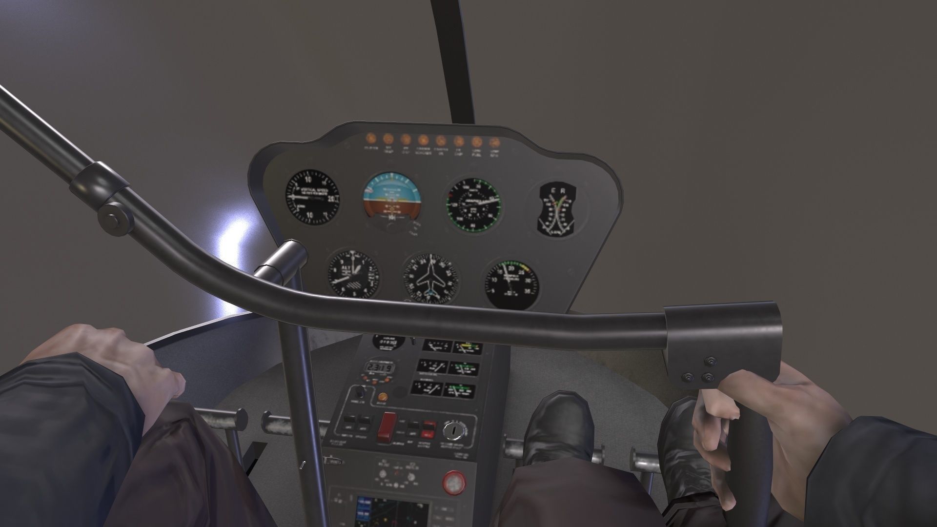 Robinson R22 Blue Complex Animation Low-poly 3D model_13