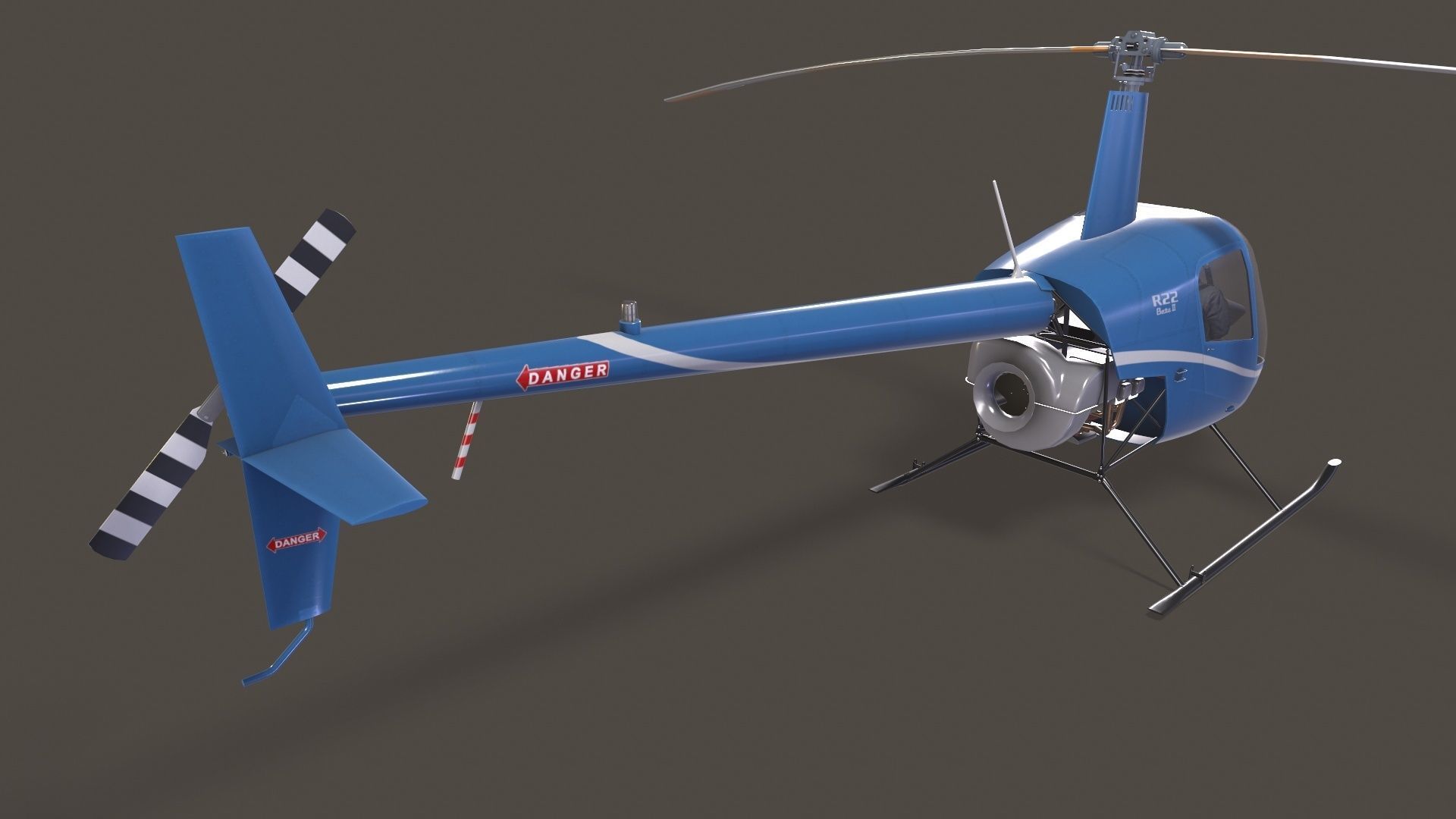 Robinson R22 Blue Complex Animation Low-poly 3D model_4