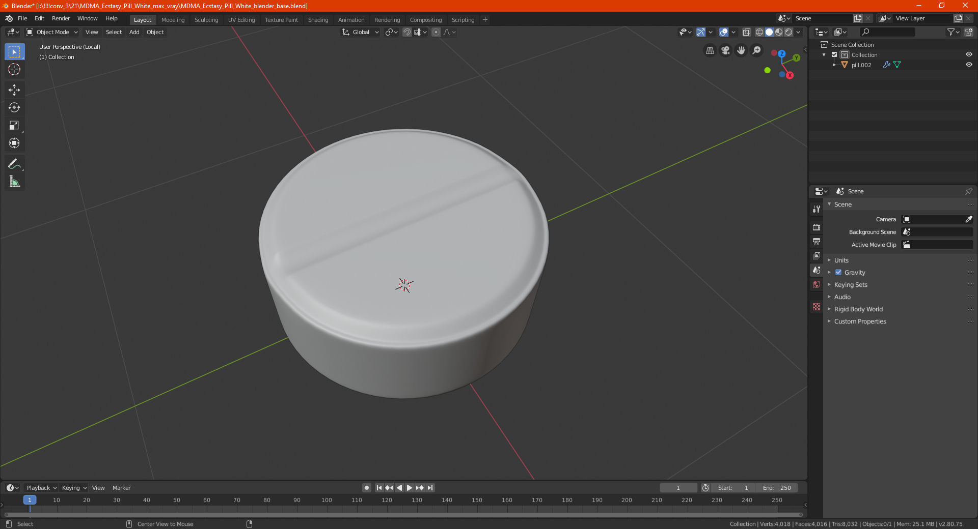 MDMA Ecstasy Pill White 3D model_24