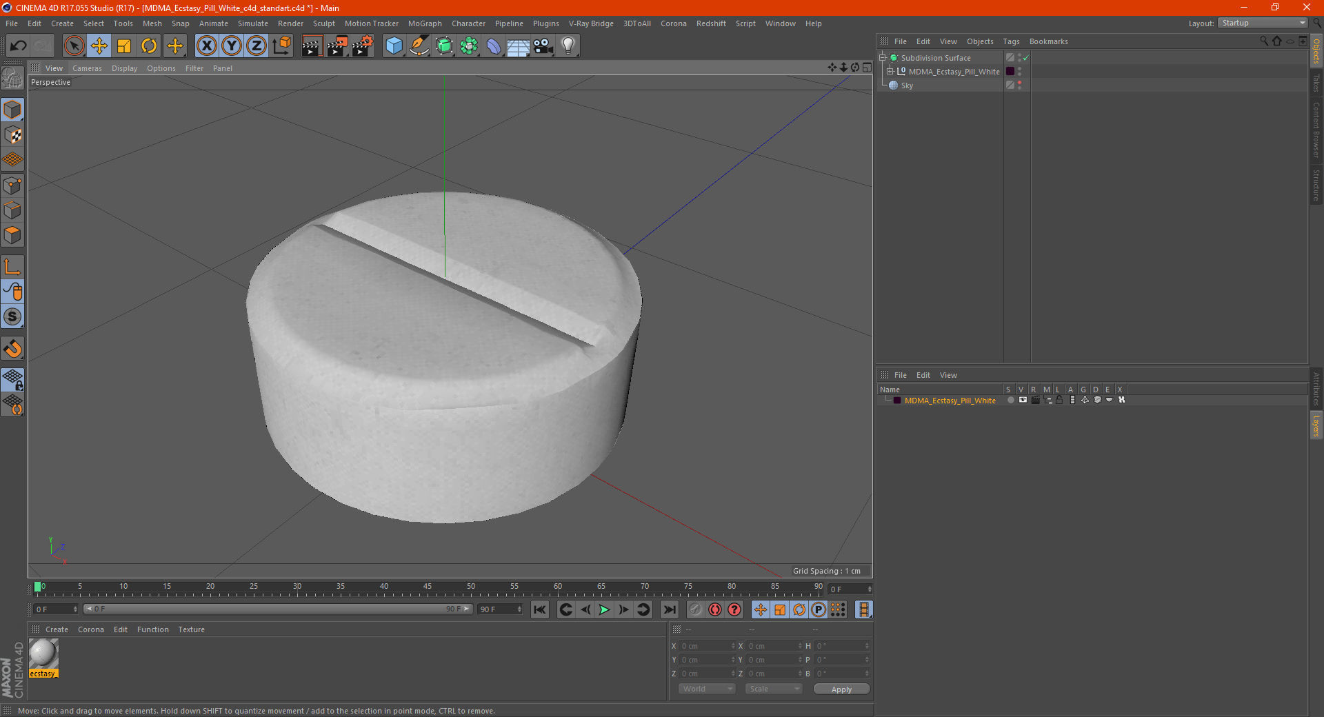 MDMA Ecstasy Pill White 3D model_22