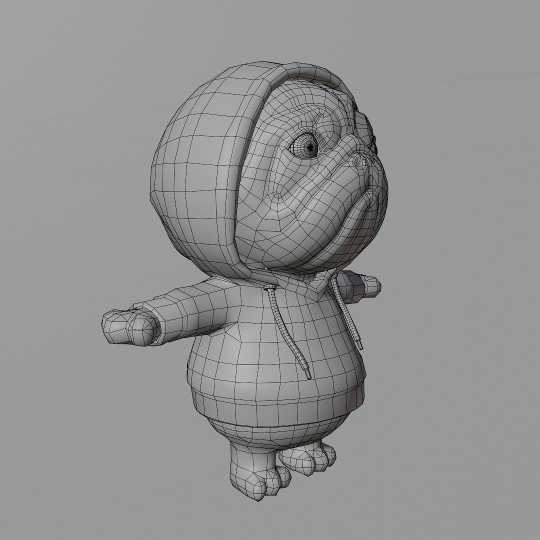 Pug in a hoodie Low-poly 3D model_7