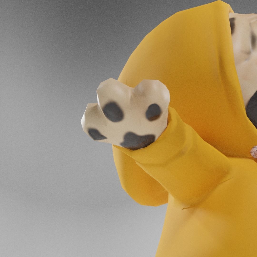 Pug in a hoodie Low-poly 3D model_4